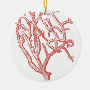 Red Coral Ceramic Ornament