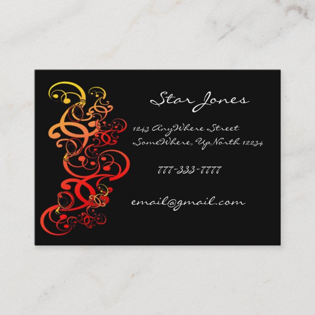 Red Coral Elegant Swirl Business Card (Front)