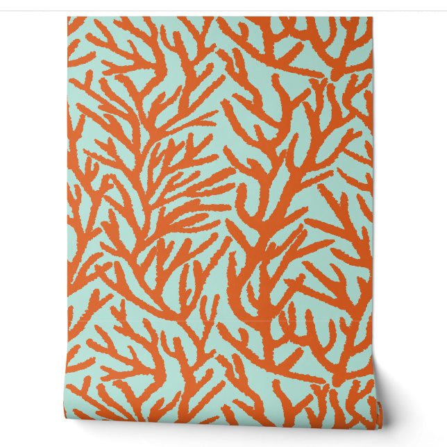 Red Coral In Blue Caribbean Sea Wallpaper (Unrolling)