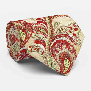 Red Coral Lime Paisley Cravate Mariage