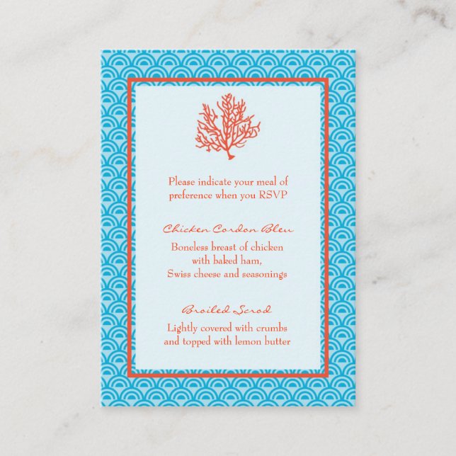 Red Coral Menu Selection Card (Front)