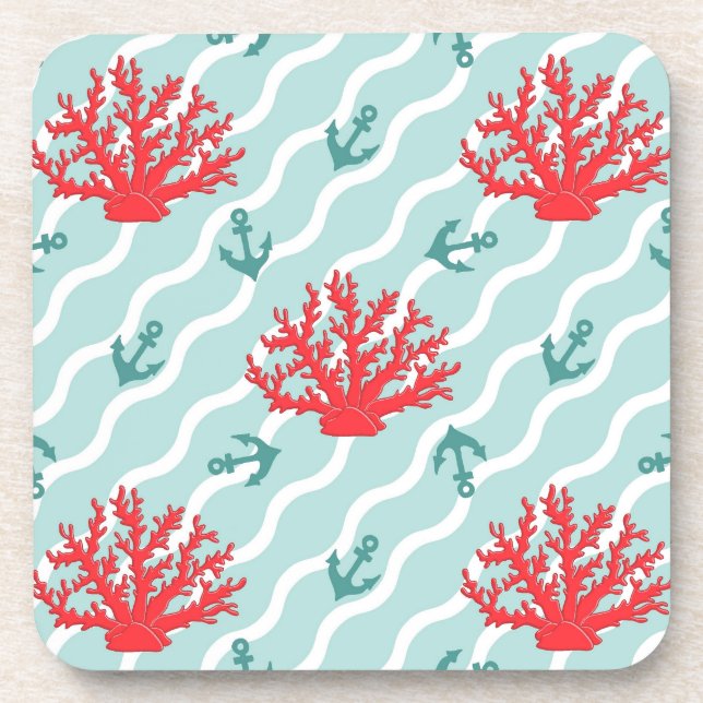 Red Coral Pattern 1 Coaster (Front)
