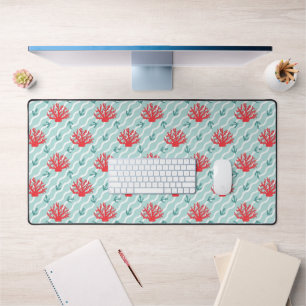 Red Coral Pattern 1 Desk Mat