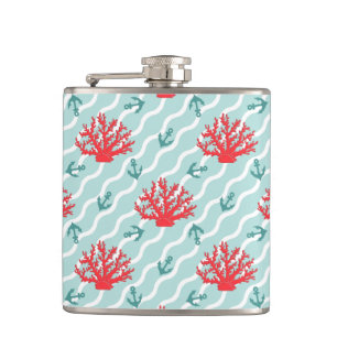 Red Coral Pattern 1 Hip Flask