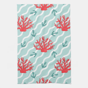 Red Coral Pattern 1 Kitchen Towel