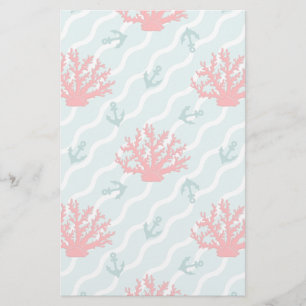 Red Coral Pattern 1 Stationery