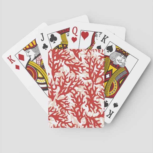 Red Coral Pattern 2 Playing Cards (Back)