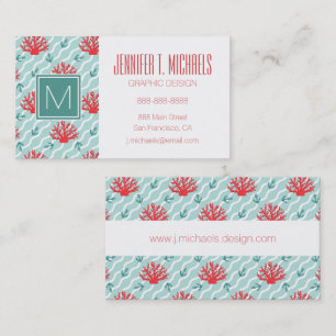 Red Coral Pattern Business Card
