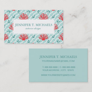 Red Coral Pattern Business Card
