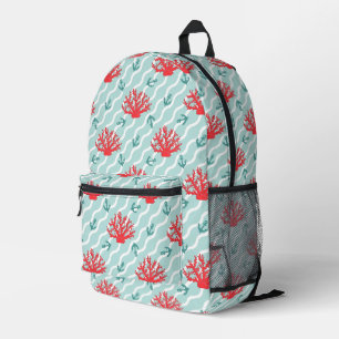 Red Coral Pattern Printed Backpack