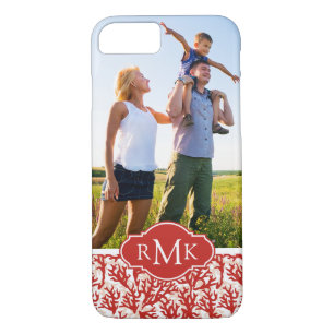 Red Coral Pattern   Your Photo & Monogram iPhone 8/7 Case