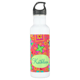 Red Coral Quilt Patchwork Block Art Custom 710 Ml Water Bottle
