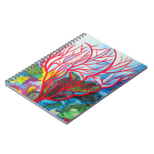 Red Coral Reef ocean art Notebook