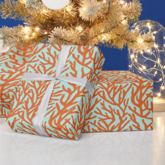 Red Coral Sea Green Ocean Coastal Wrapping Paper