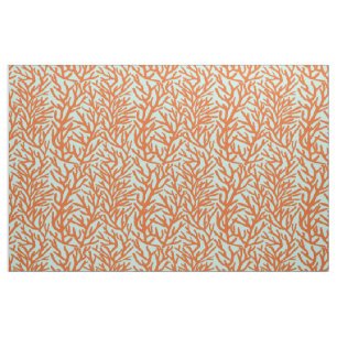Red Coral Sea Green Ocean Fabric