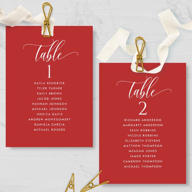 Red Coral, Seating Plan Cards with Guest Names (Creator Uploaded)