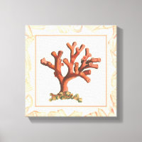 Red Coral with Conch Shell Border