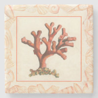 Red Coral with Conch Shell Border