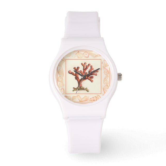 Red Coral with Conch Shell Border Watch (Front)