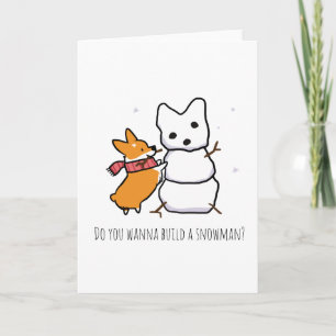Red Corgi Snowman   CorgiThings Holiday Card