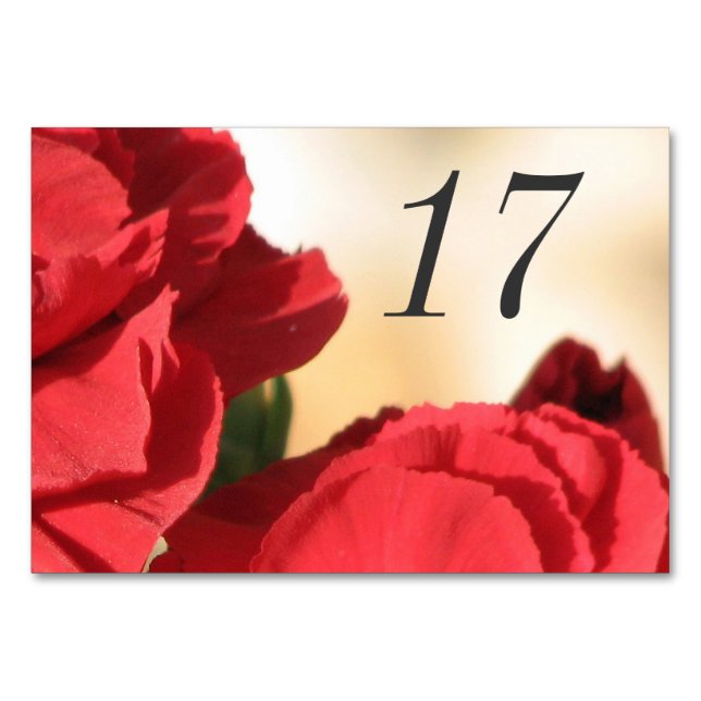 Red Corner Flower Table Number (Front)
