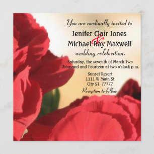 Red Corner Rose Wedding Invitation
