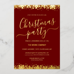 Red Corporate Christmas Party Gold Snowflake