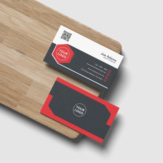 Red Corporate Professional QR Code Scannable Business Card (Creator Uploaded)