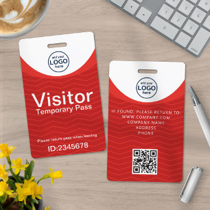 Red Corporate Visitor Pass ID with custom QR Code Badge