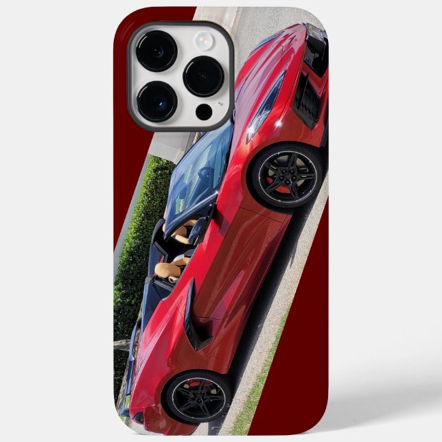 Red Corvette c8, 2023, i phone case (Back)