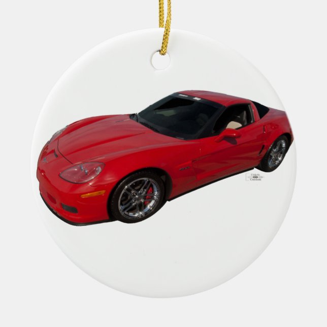 Red Corvette Ceramic Ornament (Front)