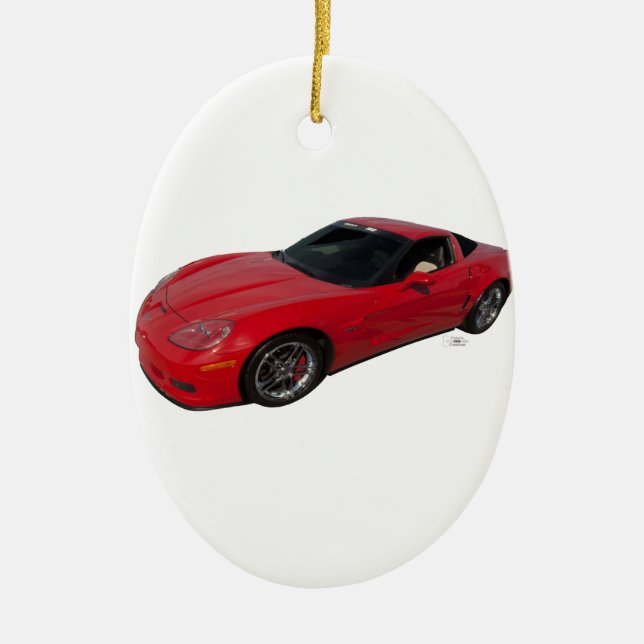 Red Corvette Ceramic Ornament (Front)