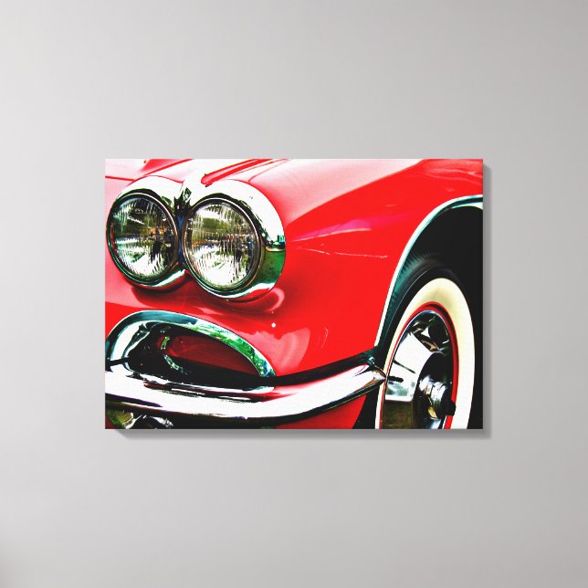 Red Corvette Headlights Canvas Print (Front)