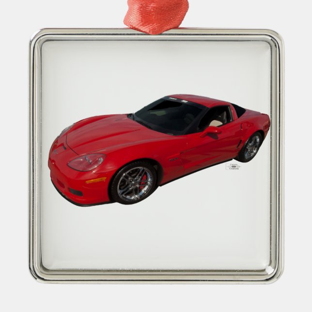 Red Corvette Metal Ornament (Front)