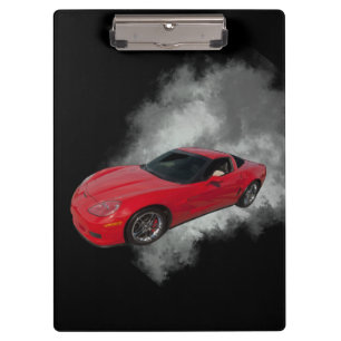 Red Corvette with grey smoke removable background Clipboard