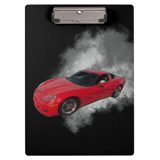Red Corvette with Grey smoke removable background Clipboard (Front)