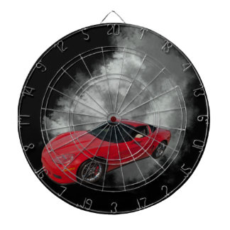 Red Corvette with Grey smoke removable background Dartboard