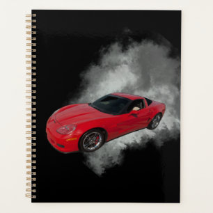 Red Corvette with Grey smoke removable background Planner
