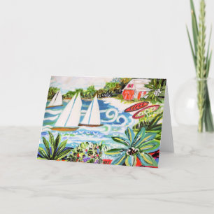 Red Cottage by the Bay II Card