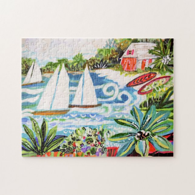 Red Cottage by the Bay II Jigsaw Puzzle (Horizontal)