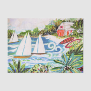 Red Cottage by the Bay II Tissue Paper