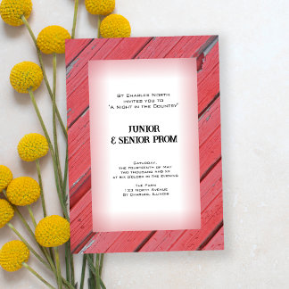 Red Country Barn Wood Junior / Senior Prom Invitation