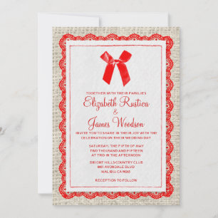 Red Country Burlap Invitations de mariage