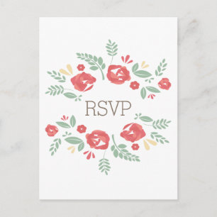 Red Country Floral RSVP Postcard