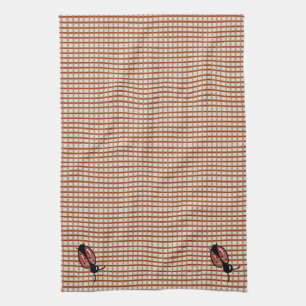 Red Country Folk Gingham Checks Kitchen Towel