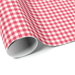 Red Country Gingham Check Pattern Wrapping Paper