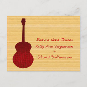 Red Country Guitar Save the Date Postcard