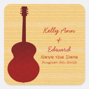 Red Country Guitar Save the Date Stickers