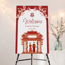 Red couple temple floral  Chinese wedding welcome