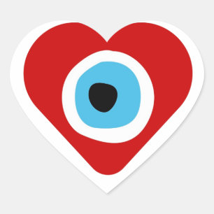 Red Courage Evil Eye Heart Sticker